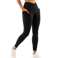 1 x RAW Customer Returns Vertvie women s leggings with pockets V Cross sports leggings opaque high waist sports leggings long sports pants V waistband yoga pants fitness gym pants 1pc black, XL  - RRP €21.14