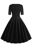 1 x RAW Customer Returns AXOE women s 60s dress with 3 4 sleeves cocktail dress evening dress plain black, size 48, 4XL - RRP €37.3