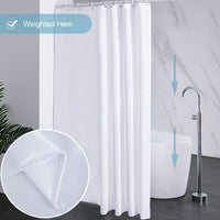 1 x RAW Customer Returns Extra long shower curtain for the bathroom, anti-mold textile bath curtain for the bathtub and shower, antibacterial washable fabric curtain with 12 hooks, extra large white 200x240cm. - RRP €21.22