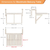 1 x RAW Customer Returns INTERBUILD Stockholm Desktop Size 60X45 CM FSC Acacia Wood Adjustable Balcony Folding Deck Table Organic White Color - RRP €89.0