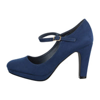 1 x RAW Customer Returns Elara Women s Pumps Strappy High Heels Vintage Chunkyrayan New BL692 Navy-41 - RRP €34.95