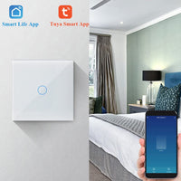 1 x RAW Customer Returns KETOTEK WLAN light switch compatible with Alexa, smart light switch flush-mounted 1-way 1-gang, WiFi light switch touch glass Tuya Smart Life app control - RRP €20.11