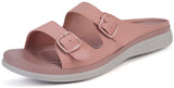 1 x Brand New Hsyooes Mules Women s Sandals Slippers Adjustable Strap Bath Slippers Non-Slip Beach Sandals Summer Open Slide Sandals Flat A-Pink CN40 EU39 - RRP €33.71