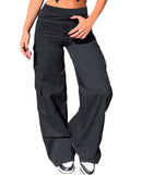 1 x RAW Customer Returns Nuofengkudu Cargo Wide Leg Pants Women Elastic High Waist with Pockets Bootcut Palazzo Long Work Flared Trousers Comfortable Leggins Sports Casual Classic Pants Black S - RRP €29.5