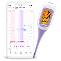 1 x RAW Customer Returns Easy Home Basal Thermometer Fertility Thermometer for Cycle Control and Ovulation Tracking with Premom APP, Digital Thermometer with Blue Backlight LCD Display Bluetooth Purple  - RRP €36.14