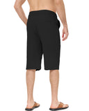 1 x RAW Customer Returns LVCBL 3 4 Pants Men Linen Summer Shorts Short Pants Men with Drawstring Black L - RRP €23.18