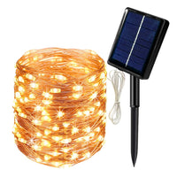 1 x RAW Customer Returns Solar fairy lights outside, QSPORTPEAK 32M 300 LED solar fairy lights outside weatherproof 8 modes IP65 waterproof copper wire fairy lights outside solar outdoor for balcony garden party wedding decoration warm white - RRP €17.11