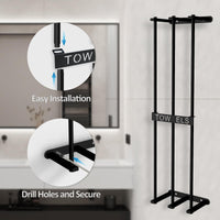 1 x RAW Customer Returns TORMAYS Towel Rack Wall Mounted Black Guest Towel Rack Large Capacity with 3 Bars Wide Base Towel Rack Guest Towel Rack for Bathroom Rustproof - RRP €25.2