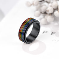 1 x Brand New PROSTEEL Spinner Ring Black Men Women Size 54, LGBT Anti-Stress Ring for Gay Lesbian - RRP €20.4