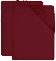 1 x RAW Customer Returns Utopia Bedding Set of 2 Fitted Sheet 140x200 - Burgundy - Deep Pocket - Brushed Microfiber Bed 140  - RRP €16.04