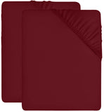 1 x RAW Customer Returns Utopia Bedding Set of 2 Fitted Sheet 140x200 - Burgundy - Deep Pocket - Brushed Microfiber Bed 140  - RRP €16.04