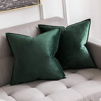 1 x RAW Customer Returns MIULEE Set of 2 Velvet Cushion Covers Flange Cushion Cover Decorative Sofa Cushions Throw Pillows Wrapped Edge Cushion Covers Decorative Pillowcase for Sofa Living Room Bedroom 40 x 40 cm Dark Green - RRP €16.49