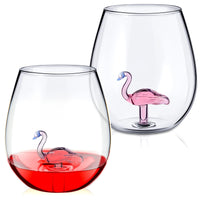 1 x RAW Customer Returns Patelai Pack of 2 Wine Glasses Flamingo Copa Glass Creative Gin Glasses for Women Men Crystal Wine Glass without Stem Gifts with Flamingo Inside for Valentine s Day Wedding Anniversary Bar Flamingo  - RRP €25.61