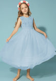 1 x RAW Customer Returns Danna Belle Flower Girl Dress, Girls Princess Wedding Birthday Party Dress, Blue, 10 Years, 134 140 - RRP €37.12