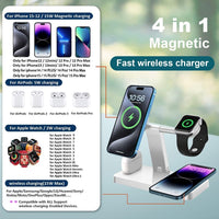 1 x RAW Customer Returns 4-in-1 Magnetic Wireless Charger, Compatible with Magsafe Charger for iPhone 15 14 13 12.15W Foldable Fast Charging Station for Apple Watch Ultra 9 8 7 6 5 4 and Airpods No Plug  - RRP €28.27