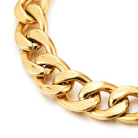 1 x RAW Customer Returns COOLSTEELANDBEYOND Large Heavy Golden Curb Chain Bracelet for Men Women Stainless Steel Bracelet Highly Polished, 20CM - RRP €29.99