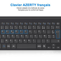 1 x RAW Customer Returns cimetech Wireless Keyboard, French AZERTY Keyboard with Nano Receiver USB 2.4GHz, Ergonomic, Compatible with Windows MacOS, Windows PC Laptop - Black - RRP €20.4