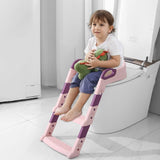 1 x RAW Customer Returns PLATINUM GOLD Children s Toilet Seat, Children s Toilet Seat with Stairs, Folding Travel Bathroom Seat with Splash Guard, Potty Seat with Ladder, Comfortable, Adjustable Pink  - RRP €26.99