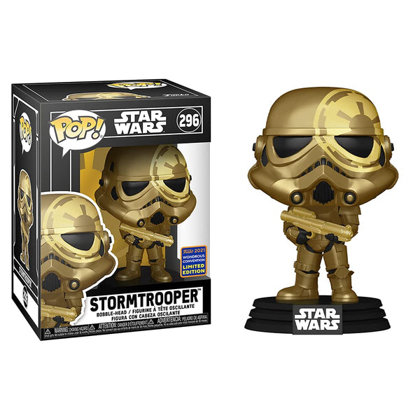 1 x RAW Customer Returns 2021 Funko POP WonCon Exclusive Star Wars 296 - Golden Stormtrooper w Free Acrylic case - RRP €25.86