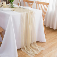 1 x RAW Customer Returns CHUQING Beige Chiffon Table Runner Wedding Beige Cream Table Decoration Birthday Communion Ivory 75cm x 4m - RRP €23.18