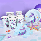 1 x Brand New Mermaid Birthday Party Set, Party Tableware Party Set, Mermaid Party Accessories Set, Lake Blue Festival Supplies, for Summer Parties and Birthday Parties, 10 Guests - RRP €17.14