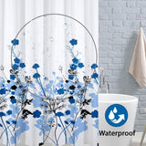 1 x RAW Customer Returns ANSIO Shower Curtain - 180 x 180 cm 71 x 71 inches - Floral Pattern - Blue, Bath Curtain, Anti-Mold Washable Shower Curtain with 12 Shower Curtain Rings 100 Polyester - RRP €10.97