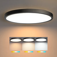 1 x RAW Customer Returns EDISHINE LED ceiling light flat, LED ceiling lamp black round, 28W 2520LM, switch control, without remote control, warm white neutral white cold white 3000K 4000K 6000K , living room, bathroom, kitchen, bedroom - RRP €22.01