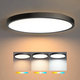 1 x RAW Customer Returns EDISHINE LED ceiling light flat, LED ceiling lamp black round, 28W 2520LM, switch control, without remote control, warm white neutral white cold white 3000K 4000K 6000K , living room, bathroom, kitchen, bedroom - RRP €22.01