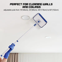 4 x RAW Customer Returns Qaestfy Wall Cleaner Tile Cleaner Device Tile Wiper with 152cm Aluminum Long Handle Bathroom Cleaner Mop Window Cleaner with Telescopic Handle 6 Reusable Pads - RRP €100.8