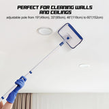 1 x RAW Customer Returns Qaestfy Wall Cleaner Tile Cleaner Device Tile Wiper with 152cm Aluminum Long Handle Bathroom Cleaner Mop Window Cleaner with Telescopic Handle 6 Reusable Pads - RRP €25.2