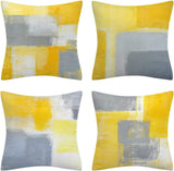 1 x Brand New JUNMEI 4-pack yellow-grey decorative cushion covers 45 x 45 cm, velvet cushion covers, cushion cover, sofa cushion, decorative cushion, bedroom, garden, outdoor cushion, sofa cushion, couch cushion, decorative cushion - RRP €17.38