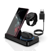 1 x RAW Customer Returns 3 in 1 wireless charger foldable, fast wireless charging for Samsung Watch 4 3 Active 2, wireless charger for Galaxy Z Flip Z Fold S22 Ultra Note 20 Ultra, Galaxy Buds Pro  - RRP €27.35