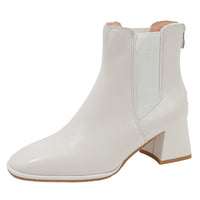 1 x Brand New DADAWEN women s Chelsea boots with 6 cm heel platform, beige, 43 EU - RRP €43.36