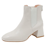 1 x Brand New DADAWEN women s Chelsea boots with 6 cm heel platform, beige, 37 EU - RRP €60.0