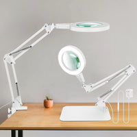 1 x RAW Customer Returns 10X Magnifying Glass with Light and Stand, Touch Control, 2-in-1 LED Magnifying Glass Lamp, Desk Lamp with Large Base and Clamp, 3 Color Modes Dimmable, Magnifying Glass Lamp for Hobby Crafts, White - RRP €72.38