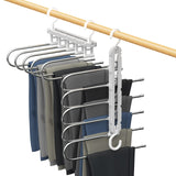 1 x RAW Customer Returns Roylvan trouser hangers, set of 2 trouser hangers, space-saving multiple clothes hangers made of metal, 5 layers of non-slip clothes hangers, trouser hangers for trousers, ties, towels, scarves - grey - RRP €21.89