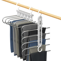 1 x RAW Customer Returns Roylvan trouser hangers, set of 2 trouser hangers, space-saving multiple clothes hangers made of metal, 5 layers of non-slip clothes hangers, trouser hangers for trousers, ties, towels, scarves - grey - RRP €23.18