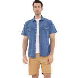 1 x RAW Customer Returns Dubinik Denim Shirt Men Short Sleeve Denim Shirt Men Casual Shirt Non-Iron Regular Fit Vintage Western Shirt Men Short Sleeve - RRP €38.99