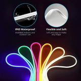 1 x RAW Customer Returns 12V RGB Neon LED Strip, IP65 Waterproof Silicone Flexible Strip, Remote Control, App Control, Music Sync Works with Alexa, Light Strip for Indoor Outdoor Decoration 5M  - RRP €29.99