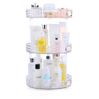 1 x RAW Customer Returns ROWNYEON Make up Organizer, 360 Rotatable Cosmetic Organizer Skin Care 3 Layers Perfume Organizer Dressing Table Organizer, Cosmetic Storage Box for Dresser, Bedroom, Bathroom Clear  - RRP €30.16