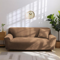 1 x RAW Customer Returns NAKIHOUSE Thick Velvet Sofa Cover with One Pillowcase, Super Soft Elastic Sofa Cover in Khaki Color for 1 2 3 4 Seater L-shaped corner sofa requires two  - RRP €48.4