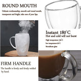 1 x RAW Customer Returns Double-walled designer glass cups with handle for tea and coffee, insulated glasses, heat-resistant thermal mug for cappuccino, latte, tea drinks set of 4 pieces 450 ml  - RRP €38.92