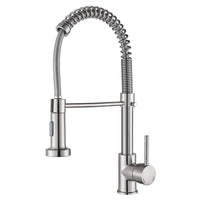 1 x RAW Customer Returns Hbronzeshower Kitchen Faucet, High Pressure Kitchen Faucet with Pull Out Sprayer, 360 Swivel, Kitchen Mixer Tap, Stainless Steel, Brushed Nickel - RRP €37.0