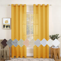 1 x RAW Customer Returns MIULEE Set of 2 Voile Curtains Sheer Linen Curtain with Eyelets Transparent Linen Look Curtain Eyelet Curtain Living Room Window Curtain Translucent Decorative Curtain Bedroom 140 x 245 cm W x H Yellow - RRP €32.59