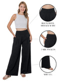 1 x RAW Customer Returns Lofbaz Women s Summer Flowing Cotton Linen Palazzo Wide Pants Beach High Waist Trousers Boho Long Lounge Pants with Pockets Black L - RRP €25.2