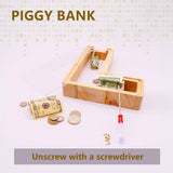 1 x RAW Customer Returns DBPBToU Wooden Letter Money Box, Large Transparent Piggy Bank for Children, 23 4 23cm Large Personalized Savings Box, Funny Piggy Bank for Birthday Gift Home Decoration Keepsake L  - RRP €23.99