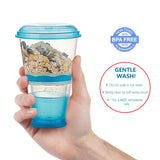 1 x Brand New Cereal On The Go, Cup Container for Breakfast Drinks, Milk Cup, Portable, Yogurt and Travel To Go, Food Container with Spoon Blue  - RRP €22.14