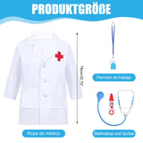 1 x RAW Customer Returns ATSGJLZN Children s Doctor s Coat, Children s Doctor s Suitcase with ID Card, Stethoscope, Children s Syringe, Doctor Role Play Accessories, Doctor Costume for Children from 3, 4, 5, 6, 7, 8 Years White  - RRP €14.99