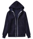 1 x RAW Customer Returns SwissWell fleece jacket women s hoodie with hood sweat jacket warm basic hooded jacket with zipper casual hoodie plush jacket women s winter jacket for women navy blue - RRP €41.99