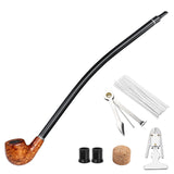 1 x RAW Customer Returns Long Stem Tobacco Pipe - Churchwarden Wooden Tobacco Pipe for Smoking with 3 in 1 Reamers Tamper, Pipe Reamer Other Pipe Accessories in Gift Box Brown  - RRP €22.99